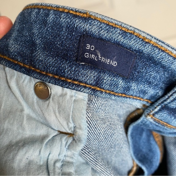 Gap Denim Girlfriend Raw Hem Blue Jeans Size 30 in Dark Indigo - Picture 8 of 11